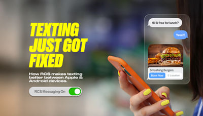 "Texting Just Got Easier" screen tag