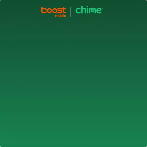 Logotipo de Boost y Chime con un fondo verde