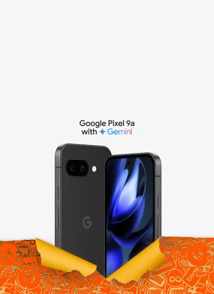 Google Pixel 9a con papel de regalo de Boost Mobile