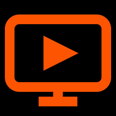 Television screen with a play button