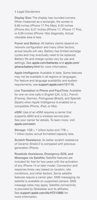 Cuadro comparativo de iphone 16