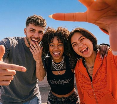 Friends taking a selfie together