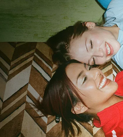 Friends looking at their phones