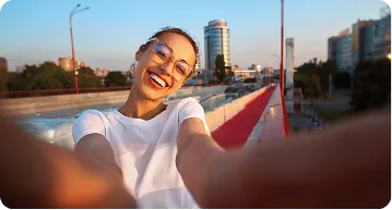 Woman smiling in selfie